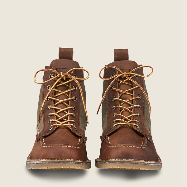 Red Wing Heritage Boots Weekender Canvas Moc - 6-inchr Rough & Tough Leather - Brown - Mens LXE65917